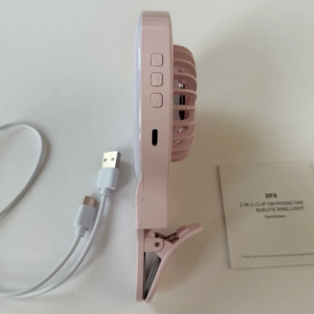 Clip On Phone LED Selfie Ring Light with Fan. Like New Condition. FANGIRL Brand